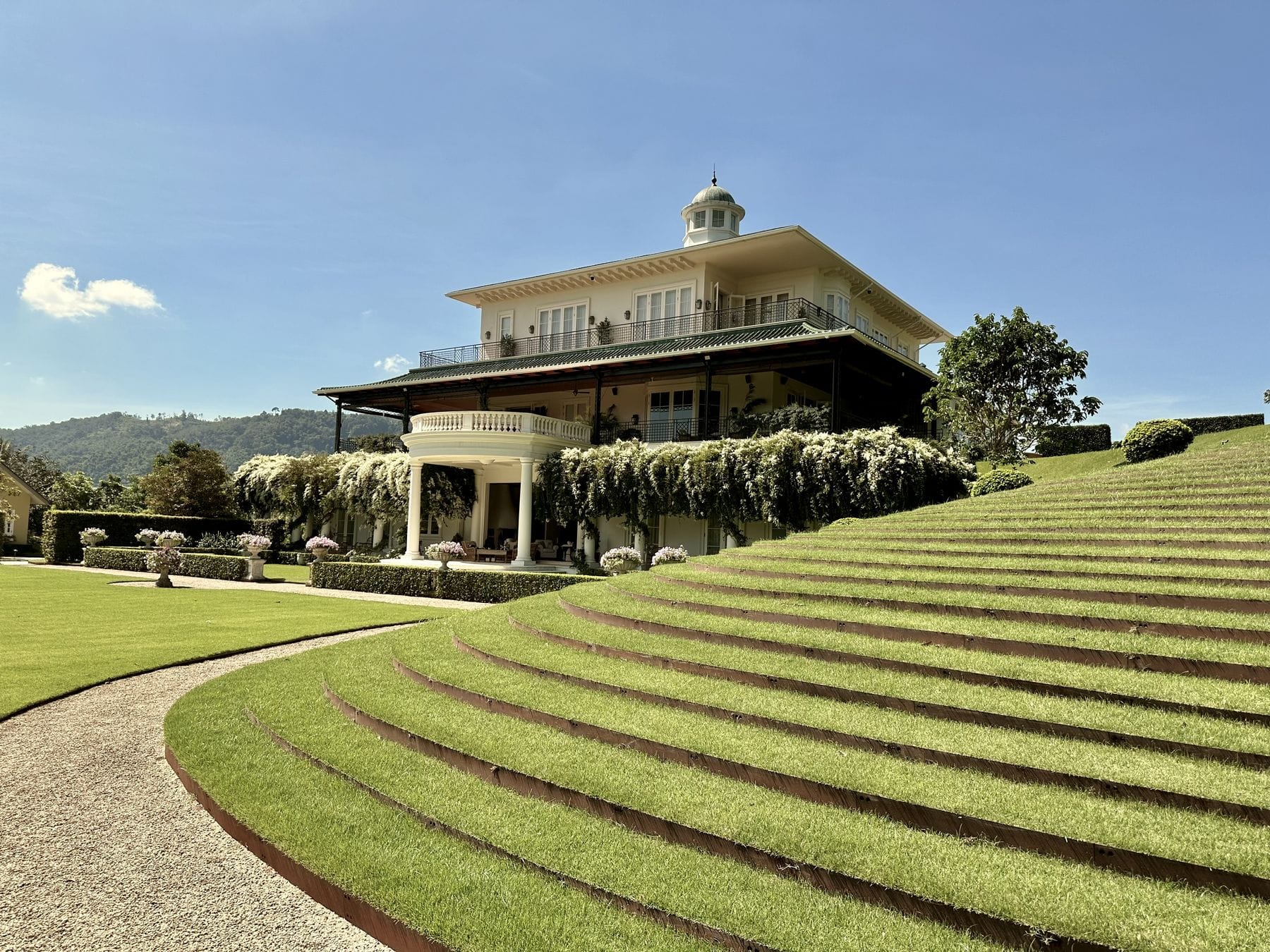 The mansion above the terraced lawn steps, The Vanderbilt Estate