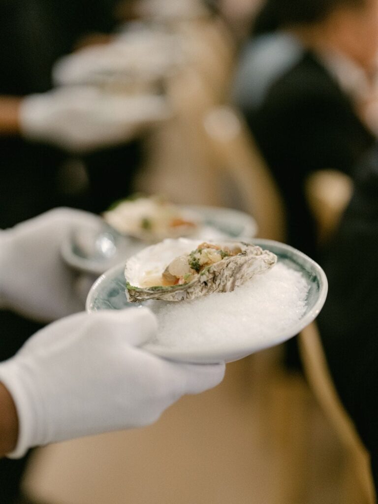 Oysters served at a wedding dinner, The Vanderbilt Estate