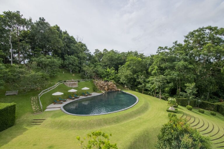 The swimming pool set into the lawns, The Vanderbilt Estate