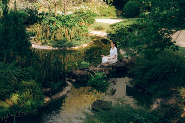 A stream and pond in the Japanese Garden, The Vanderbilt Estate