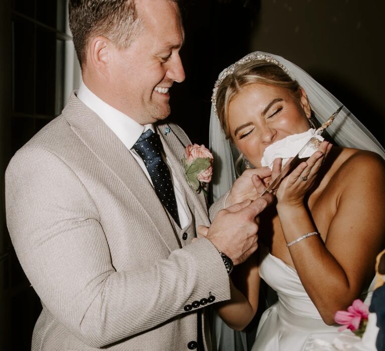 Pip and Michael on their wedding day, The Wedding Shop