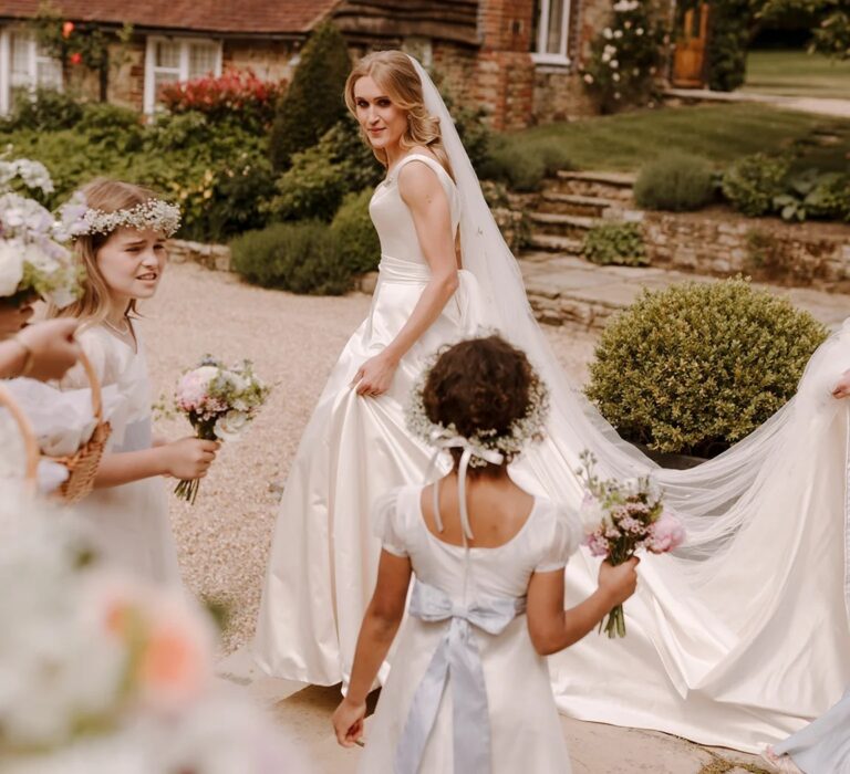 Alexandra with her flower girls, The Wedding Shop