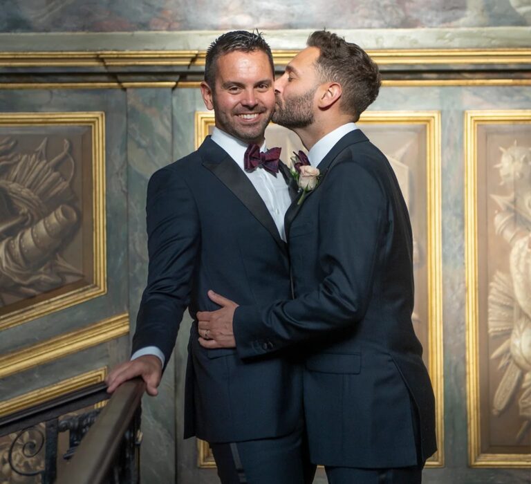 Jonathan and William on their wedding day, The Wedding Shop