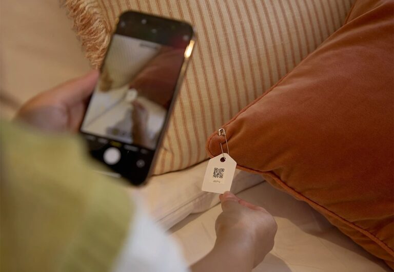 Scanning the barcode of a gift in the Townhouse to add it to a list, The Wedding Shop