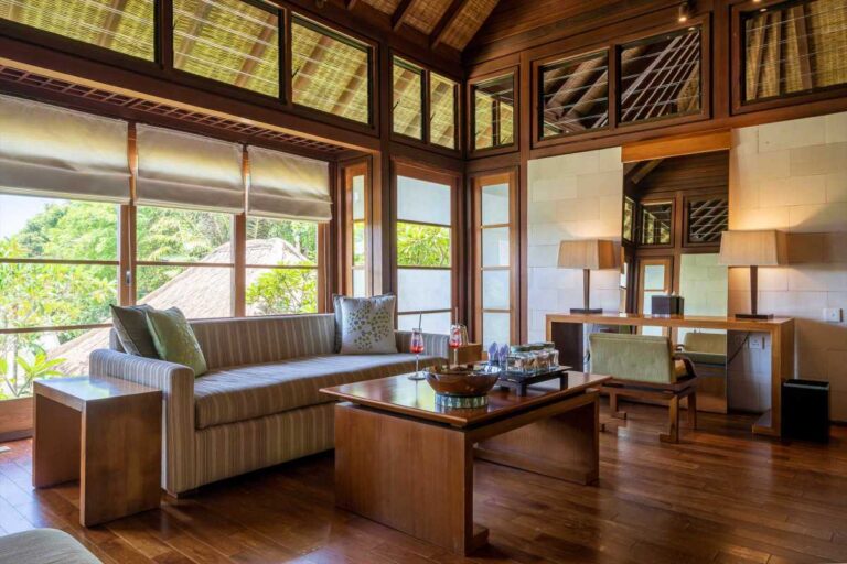 The sitting room of an Uluwatu Suite, used for wedding preparations, Tirtha Bridal