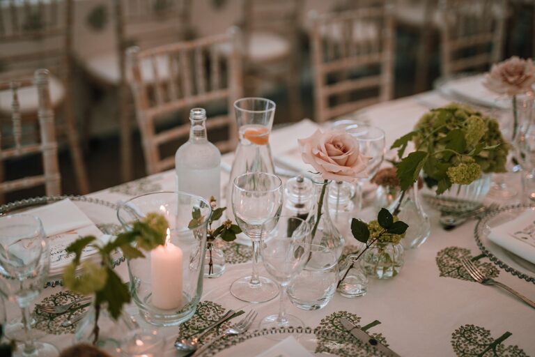 Pavilion tablescape detail, Tissington Hall
