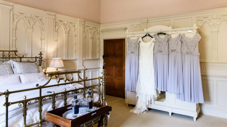 A bedroom dressed for the morning, Tissington Hall