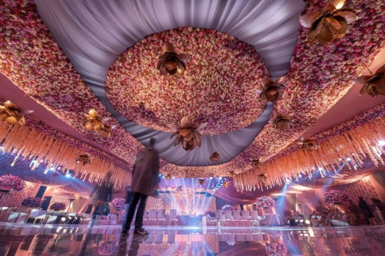 The Mehndi stage beneath a domed floral canopy, Lahore, Tomas De Bruyne