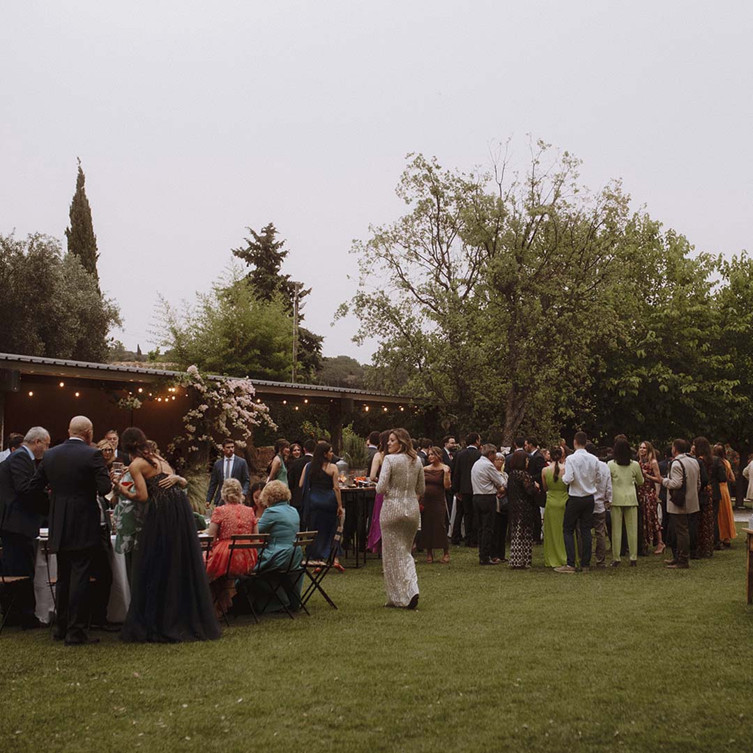 Guests gathered on the lawn beside the pavilion, Torre Sever