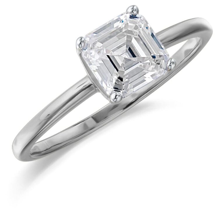 1 Carat Asscher Cut Solitaire Ring in the Tru-Diamonds range, Tru-Diamonds™