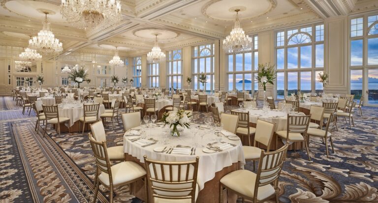 The Donald J. Trump Ballroom laid for a wedding, Trump Turnberry