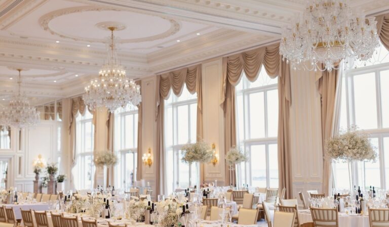 The ballroom set for a wedding breakfast, Trump Turnberry