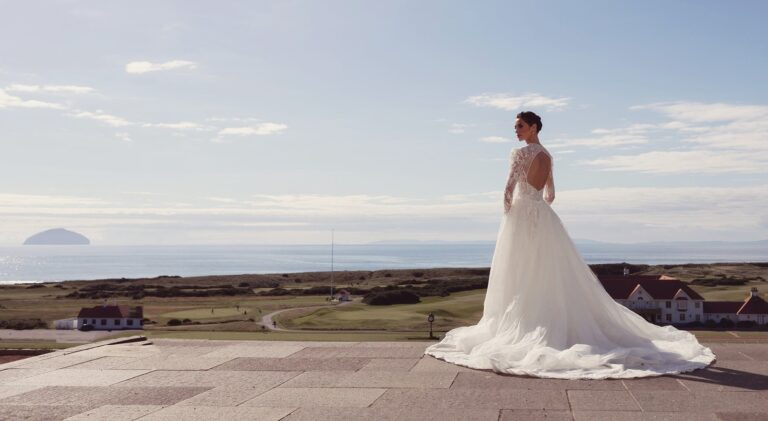 A bride with Ailsa Craig behind, Trump Turnberry