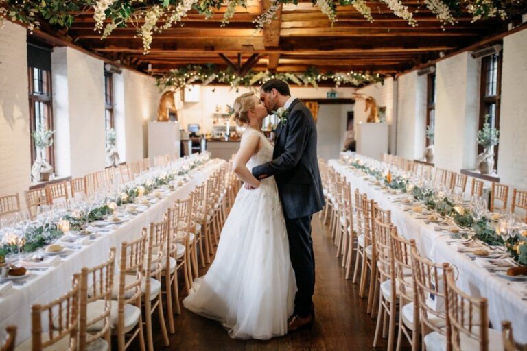 The Barn set for a wedding breakfast, Tudor Barn Eltham