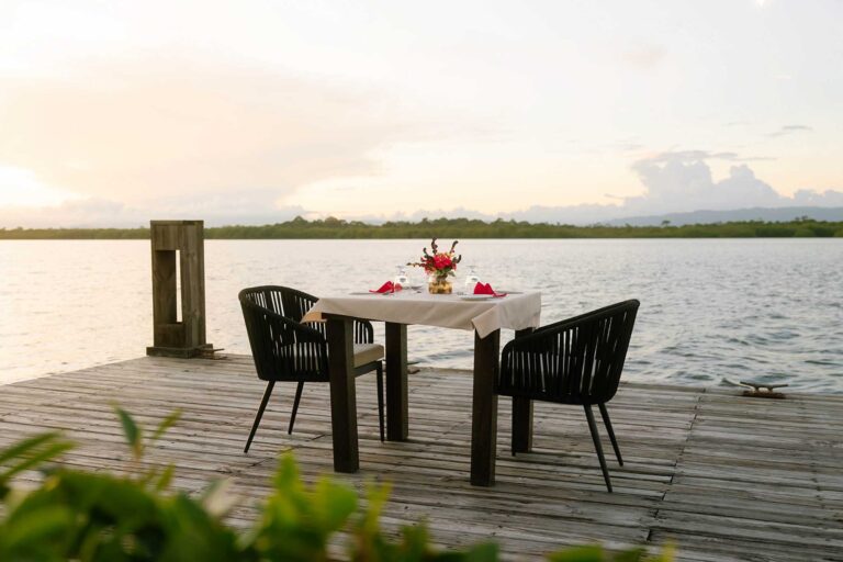 Dockside table for two over the water, Umaya Resort and Adventures