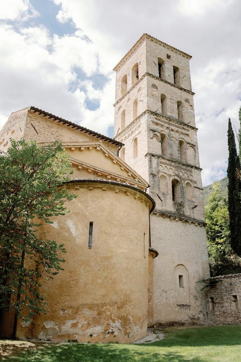 The bell tower and the apse of the twelfth century church, Umbria Weddings and Events