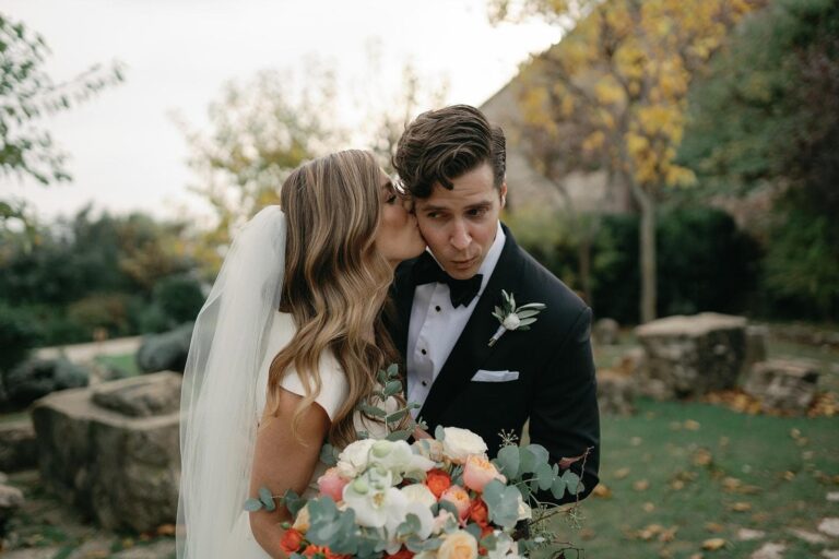 An autumn kiss among the yellowing trees, Umbria Weddings and Events
