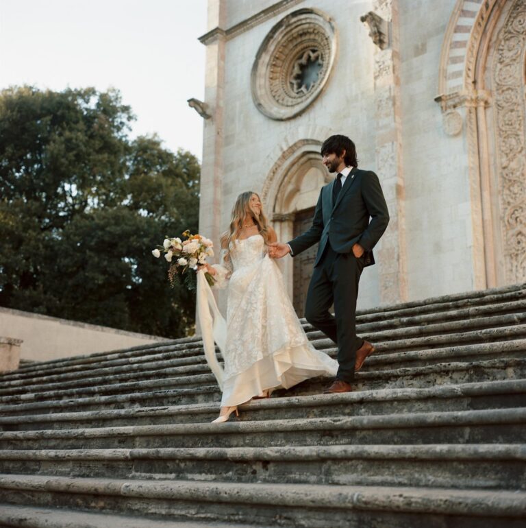 Down the cathedral steps at Todi, Umbria Weddings and Events