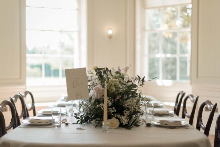 The Morning Room dressed for a wedding breakfast, Valentines Mansion & Gardens