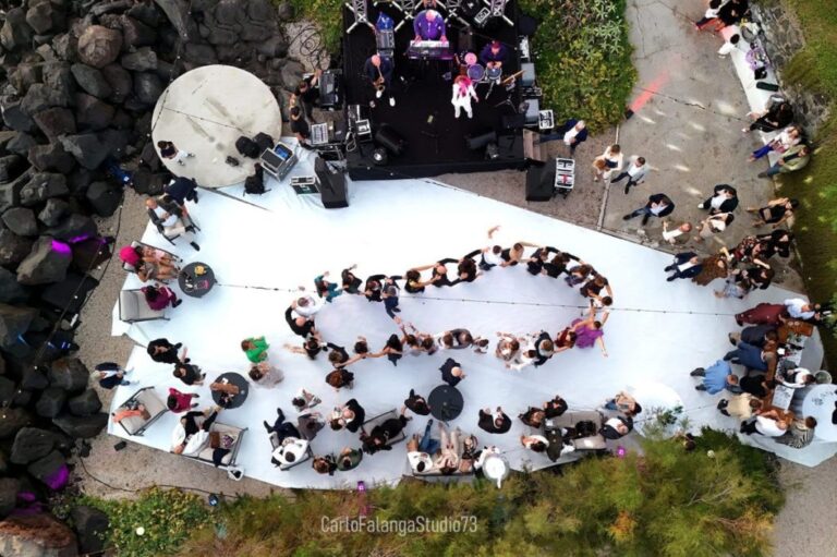 Aerial Dance Floor on the Lava-Rock Shore, Villa Balke