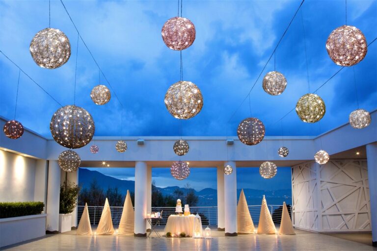 The Glass Pavilion at Dusk, Globe Lights, Villa Balke