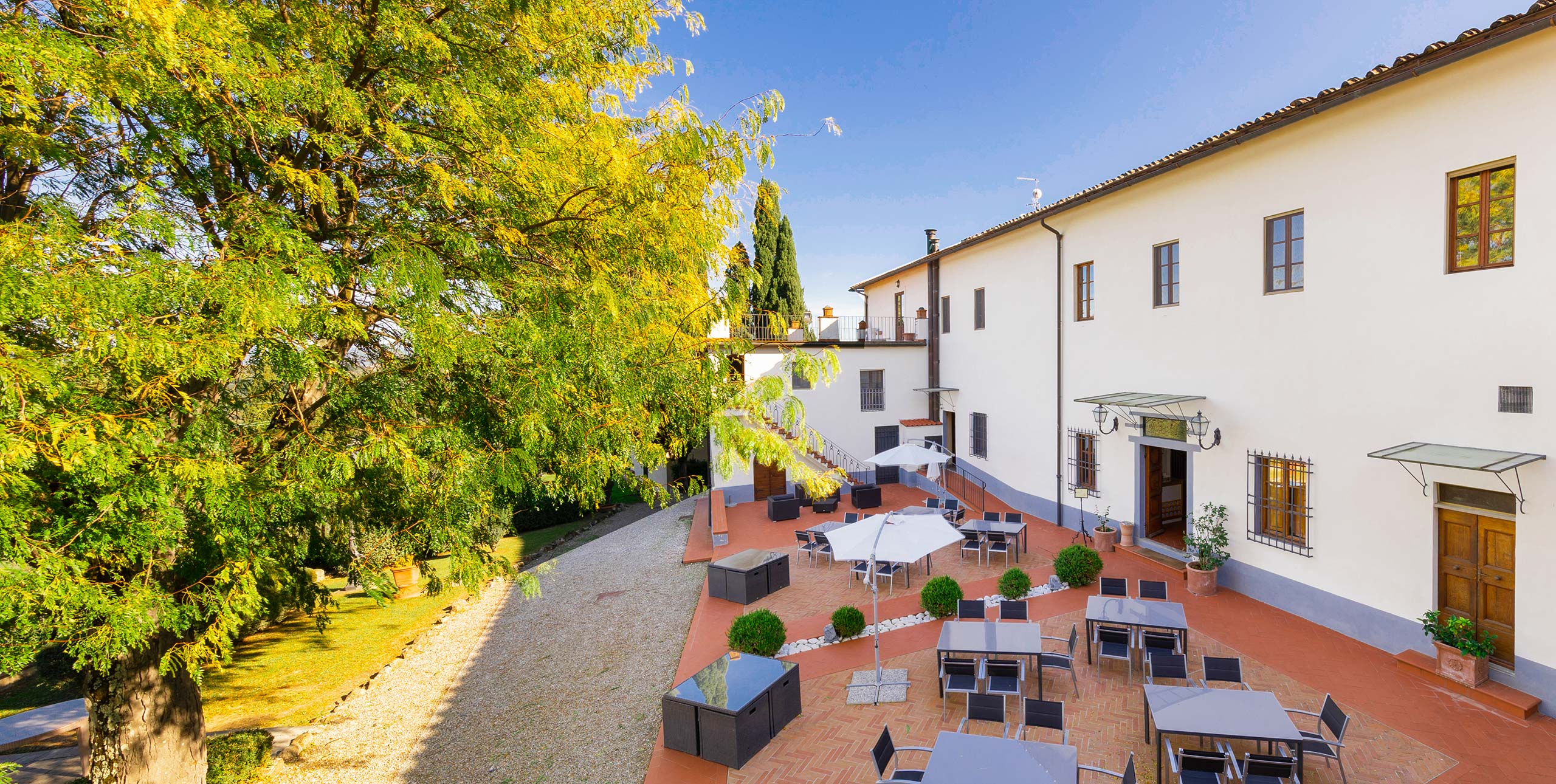 The courtyard terrace beside the villa, Villa Castiglione