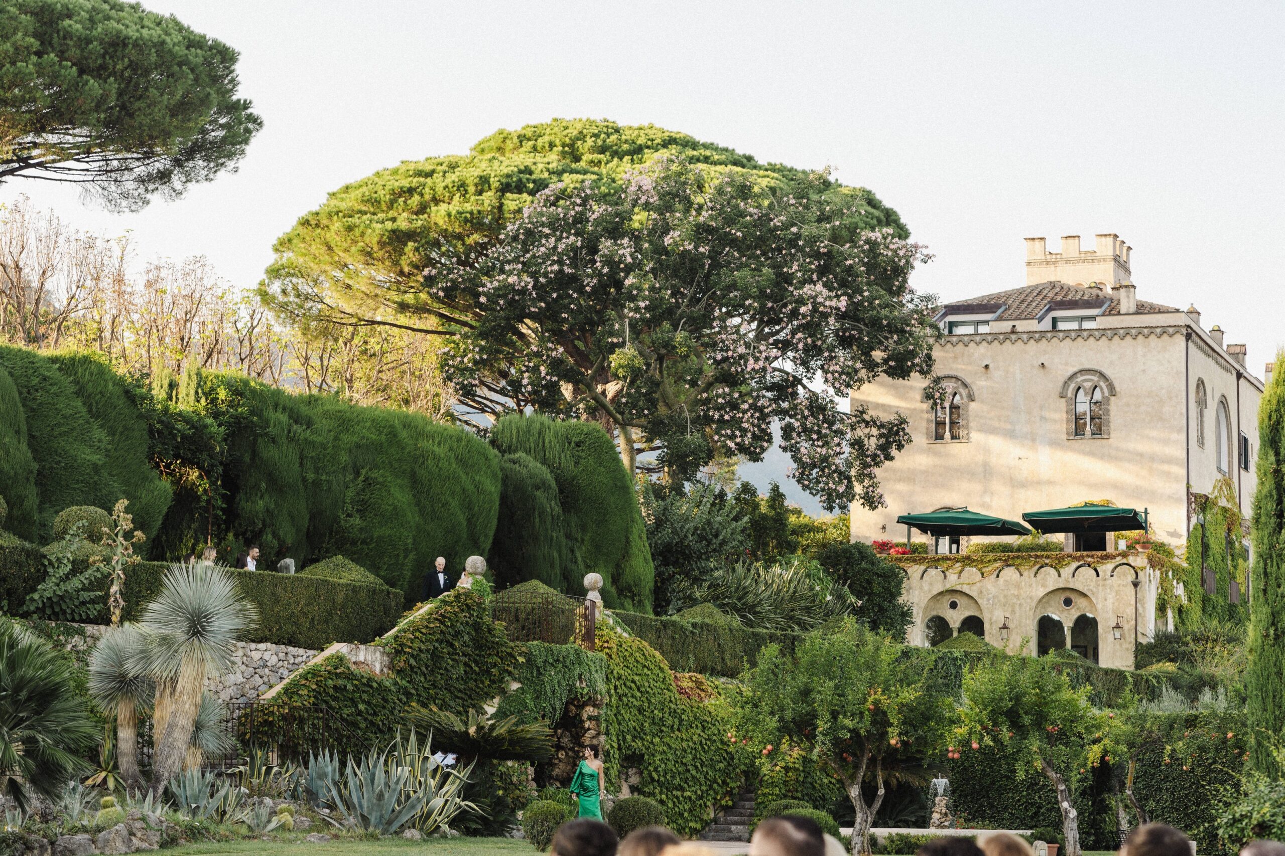The villa and its gardens among pines and clipped hedges, Villa Cimbrone