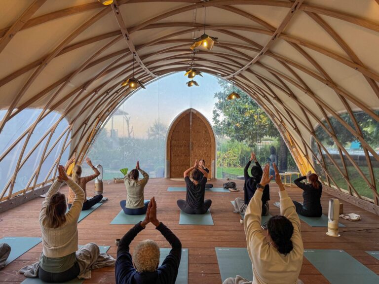 Yoga in the wooden dome, Villa la Tosca