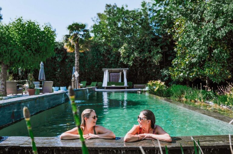 The ecological swimming pool with a daybed pavilion, Villa la Tosca