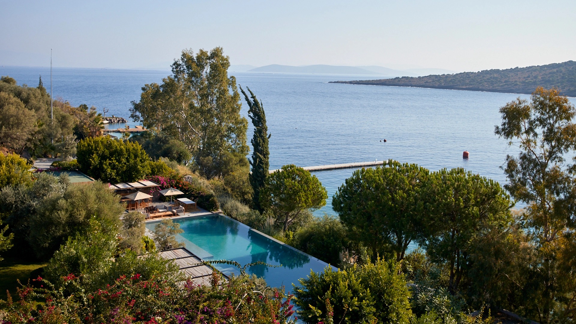 Pool terrace and Paradise Bay, Villa Maçakızı Bodrum
