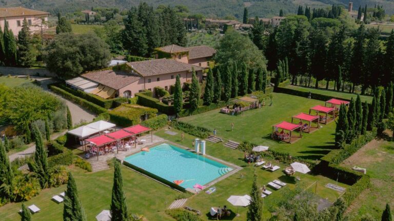 The estate and its pool from above, Villa Mangiacane