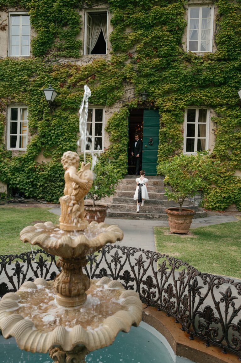 The villa facade with the garden fountain, Villa Michaela