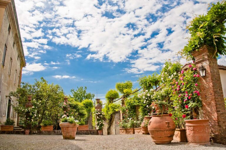 The inner courtyard with terracotta urns, Villa Michaela