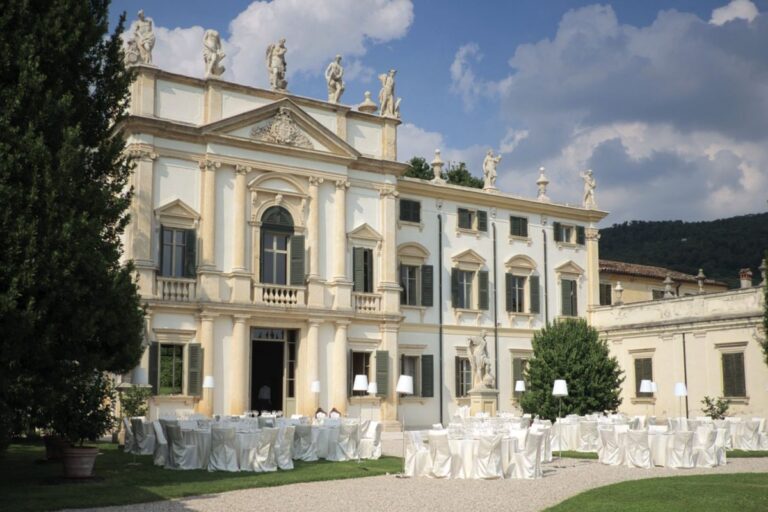 The front garden and the villa facade, Villa Mosconi Bertani