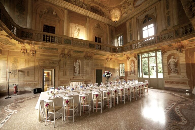 A long table in the Chamber of the Muses, Villa Mosconi Bertani