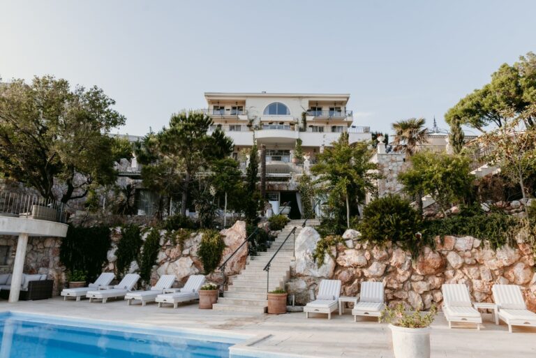 The villa terraces above the pool, Villa Ponta Melagrana