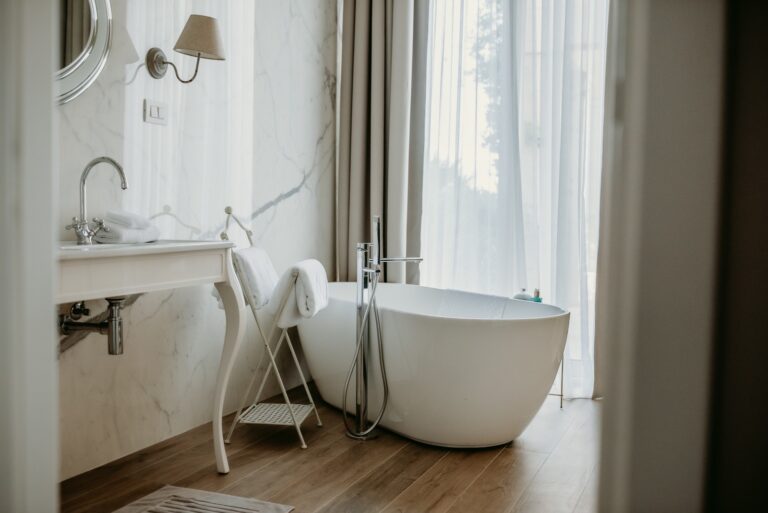 A bathroom with a freestanding bath, Villa Ponta Melagrana