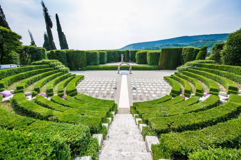 A civil ceremony set up in the Teatro di Verzura, Villa Rizzardi