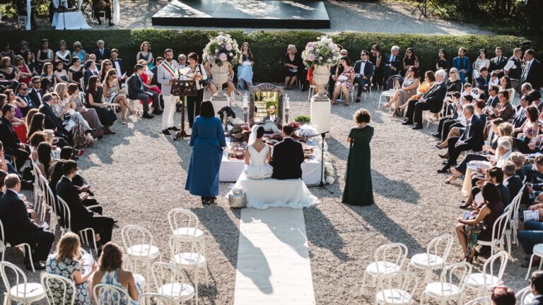 An outdoor ceremony in the garden, Villa Rizzardi
