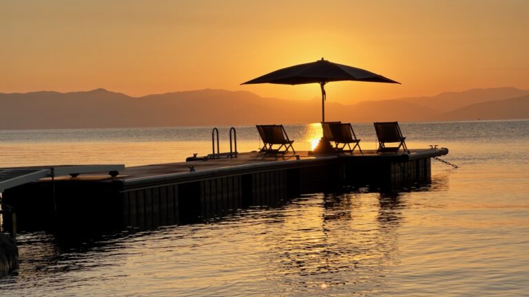 Private pier at sunset, Villa Sylva