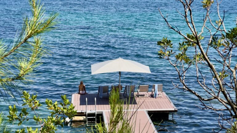Pier and swimming platform on the sea, Villa Sylva