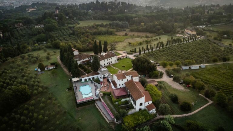 The villa and its estate seen from above, Villa Tolomei Hotel