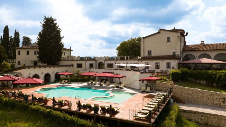The pool terrace below the villa, Villa Tolomei Hotel