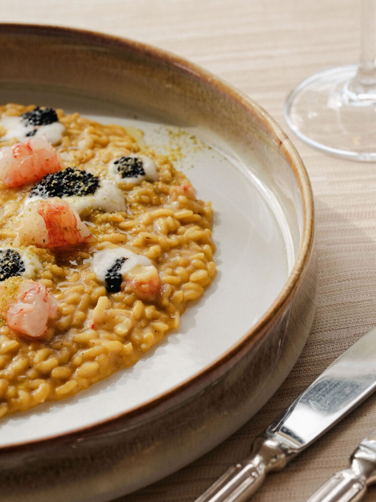 A plated risotto, Villa Tolomei Hotel