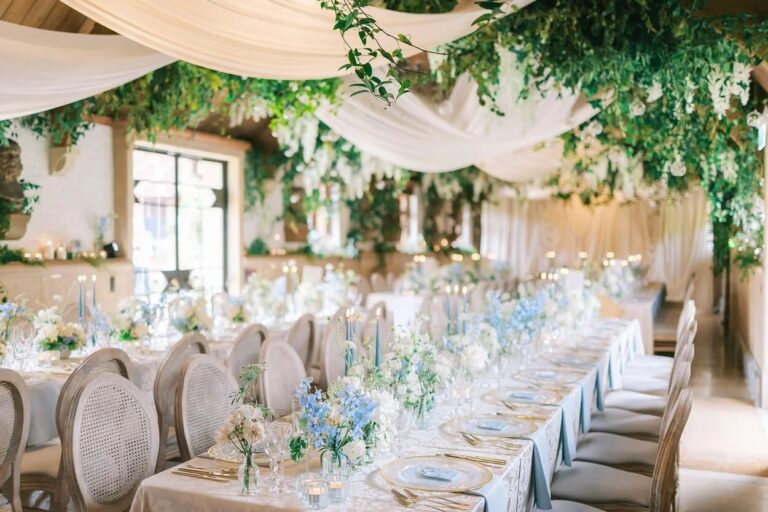 The West Hall, draped and set for a wedding breakfast, Waddesdon Manor