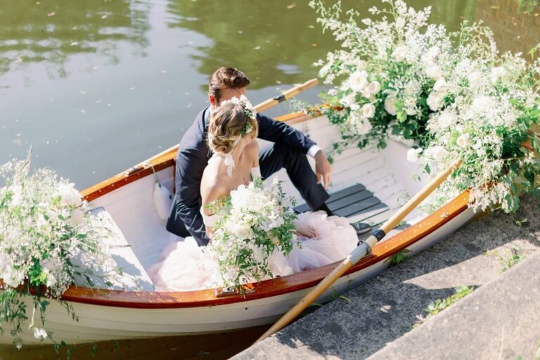 A couple in a rowing boat on the lake, Waddesdon Manor