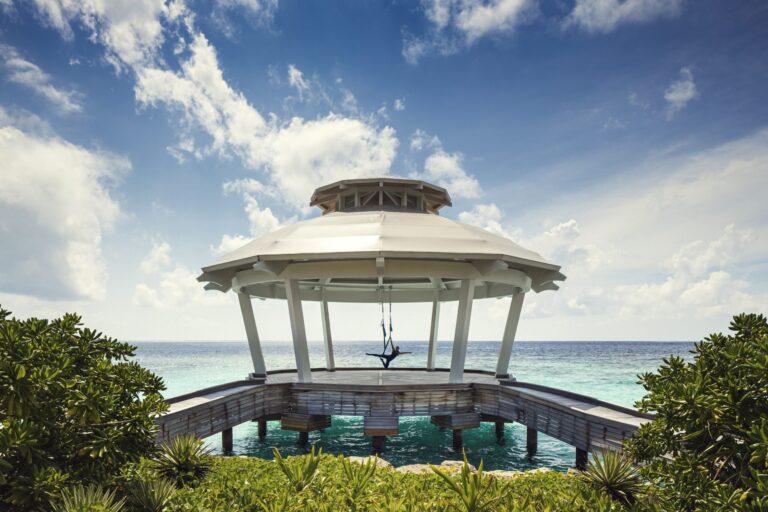 A domed pavilion above the water, Waldorf Astoria Maldives Ithaafushi