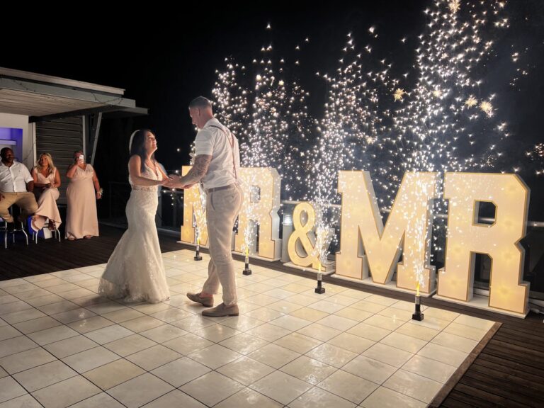 The first dance on the dance floor at Villa Panorama, Wedding Cyprus Villas