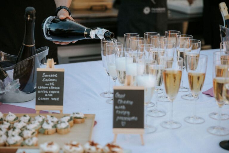 Sparkling wine and canapés served at the drinks reception, Wedding Cyprus Villas