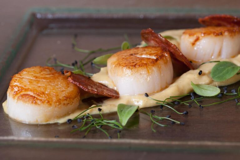 Seared scallops, West Lodge Park